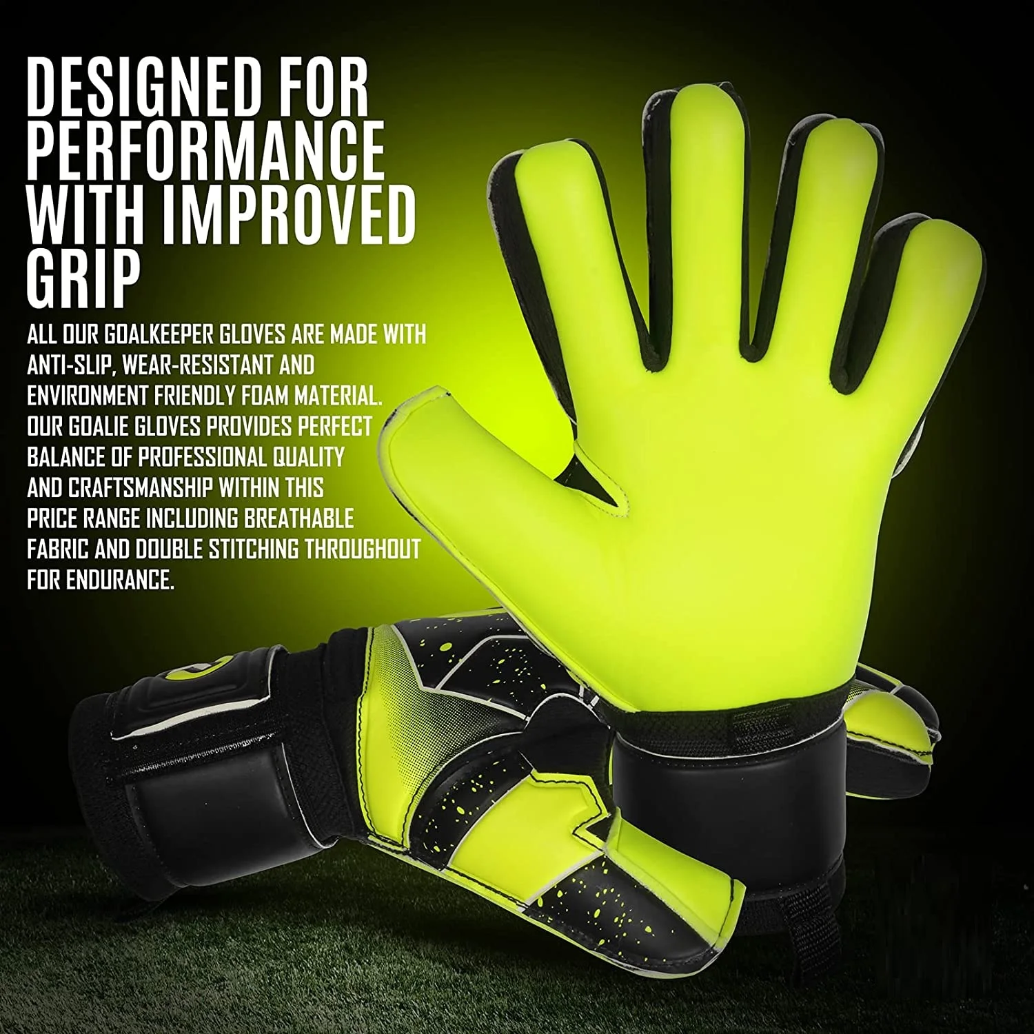 Dexam Leather Goalkeeper Gloves Non-Slip Training Football Goalie Soccer Gloves Latex Material Gloves For Kids Youth and Adults