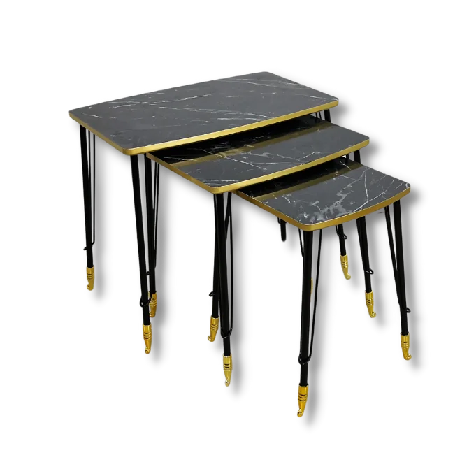 
Новая модель гнездового стола, набор из 3 предметов, мраморный МДФ с металлическими ножками 