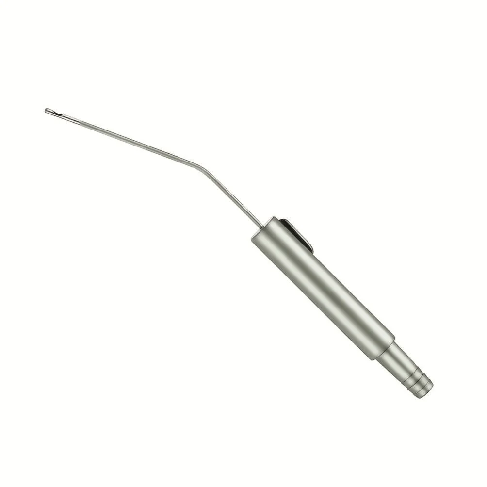 GASPAROTTI suction Cannulas with attached Handle One central hole, Angled 3mm,  15cm