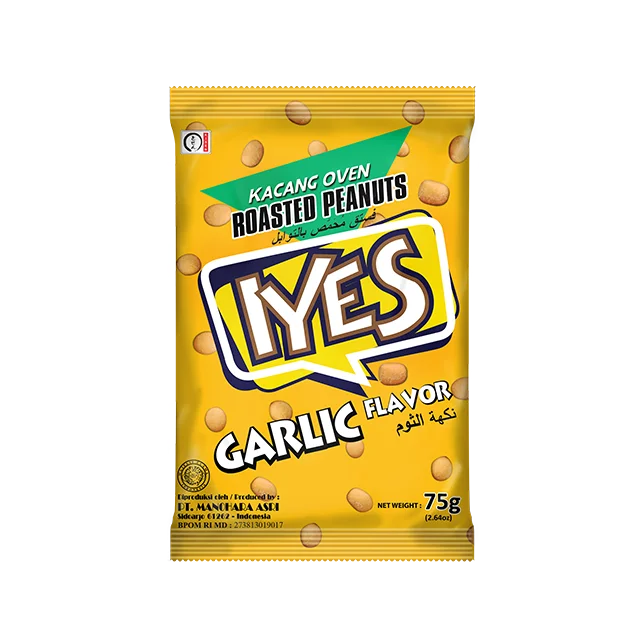 Best Quality Peanut Roasted Coated Snack Iyes 75 gr Garlic Flavor