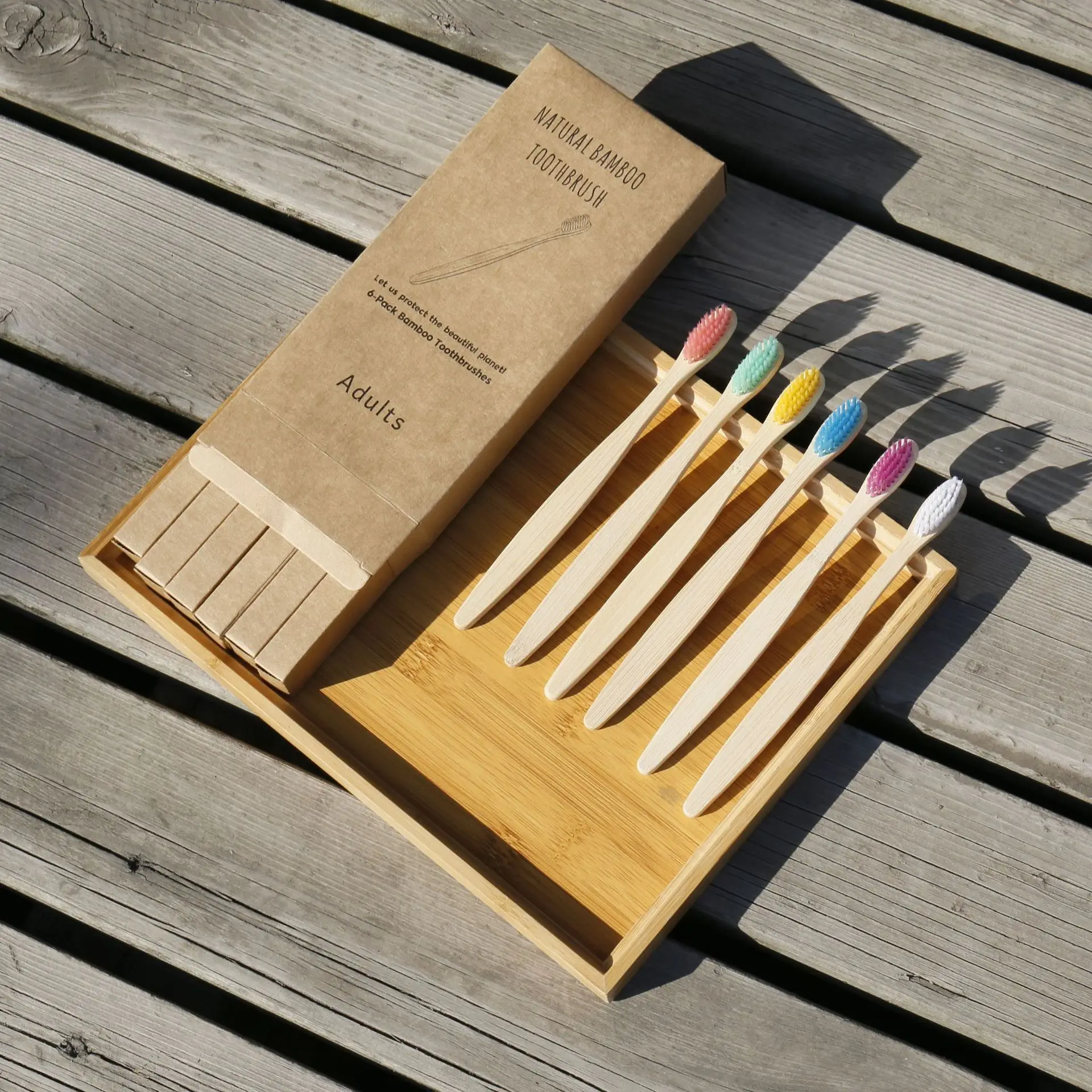 Wholesale Colorful 100% Biodegradable Hotel Travel Organic Bamboo Toothbrush