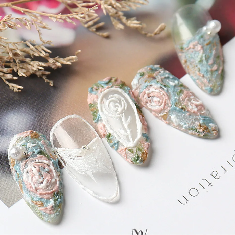 ANZUO  Wholesale 6Colors Plaster Decorationgel Halal Gel Nail Polish White 3D Breathable UV Nail Polish