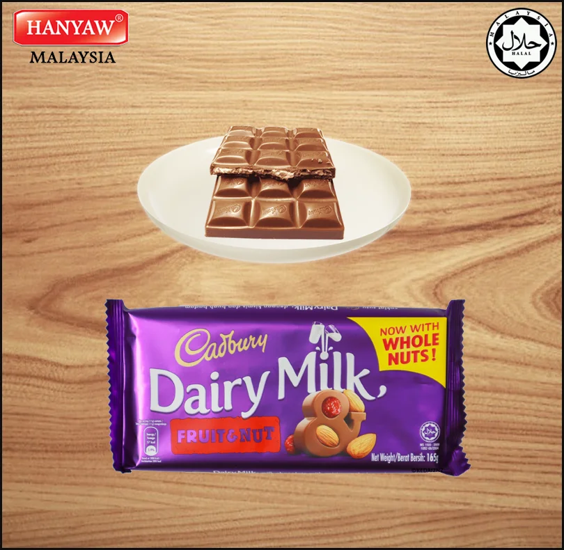 [Малайзия] Быстрая доставка + Халяль Сертифицированный Cadbury молоко фрукты и орехи Чоко бар (6 коробка X 12 шт. x 165 г/коробка)
