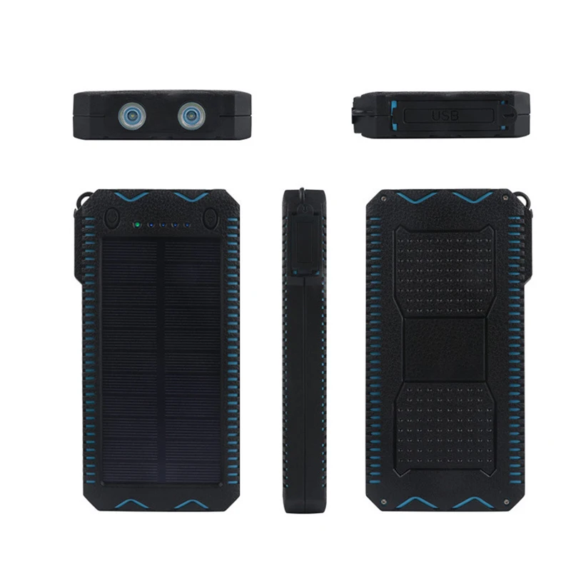 Faman Cell Phone Charger Waterproof Portable Solar Power Bank 10000mah LED Light Solar Charger