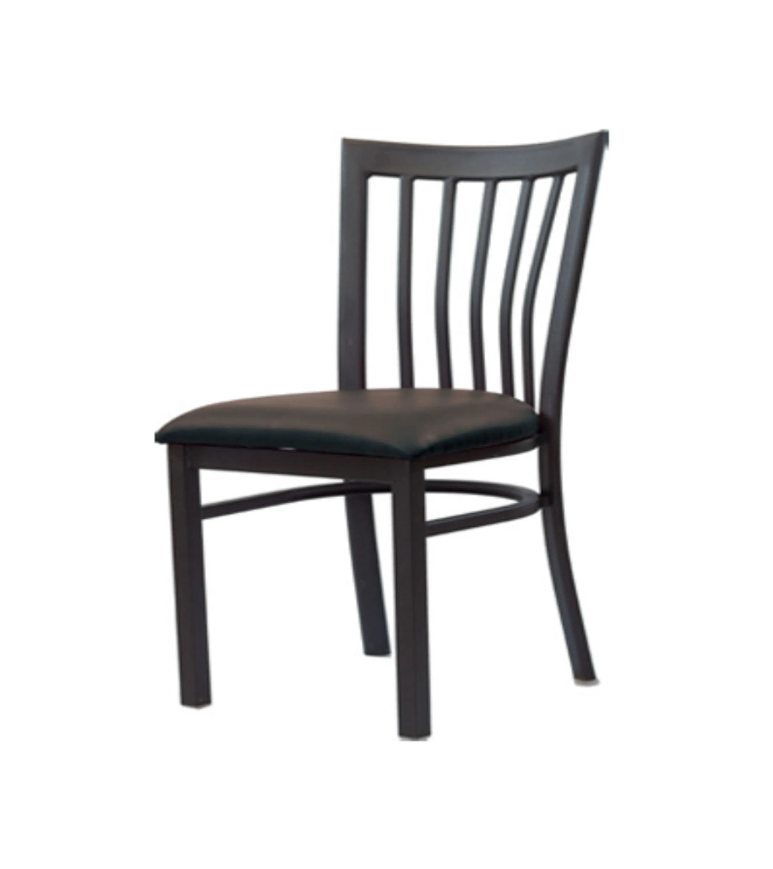 Черный металлический стул MKLD для школы, дома, ресторана с порошковым покрытием, сверхпрочный боковой стул в современном стиле с вертикальными плагинами для помещений