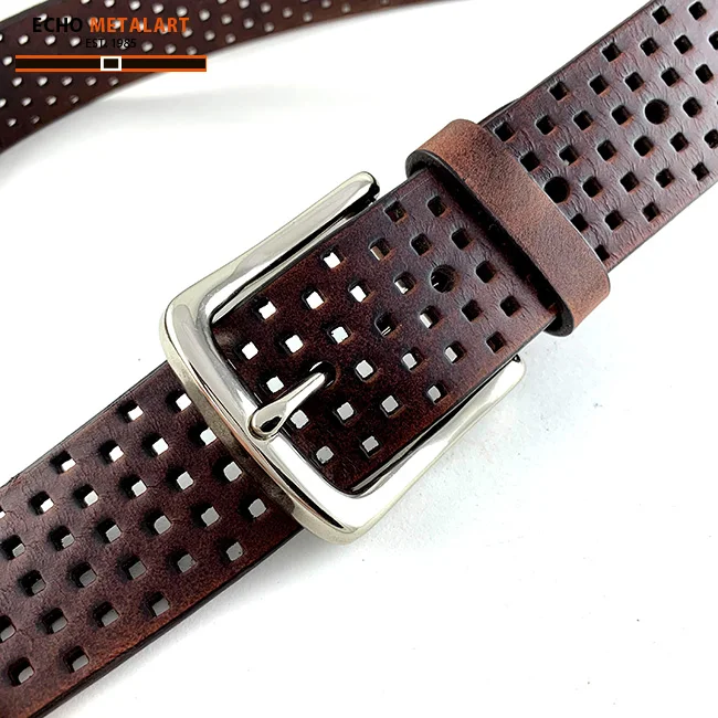 Casual belt with holes in 40mm for men belt genuine leather