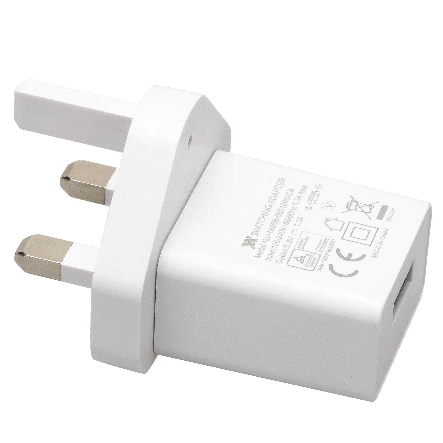 
uk usb wall charger single port portable size 5V1A usb adapter 3 pin uk plug 