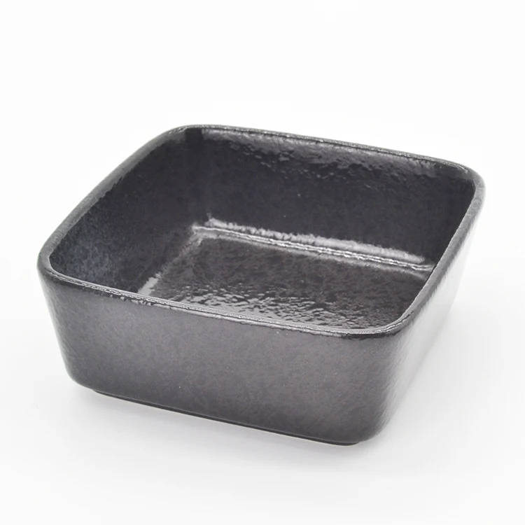 
Wholesale Fashion Cheap 3.5 inch Antique Square Shape Small Black Ceramic Porcelain Food Bowl 