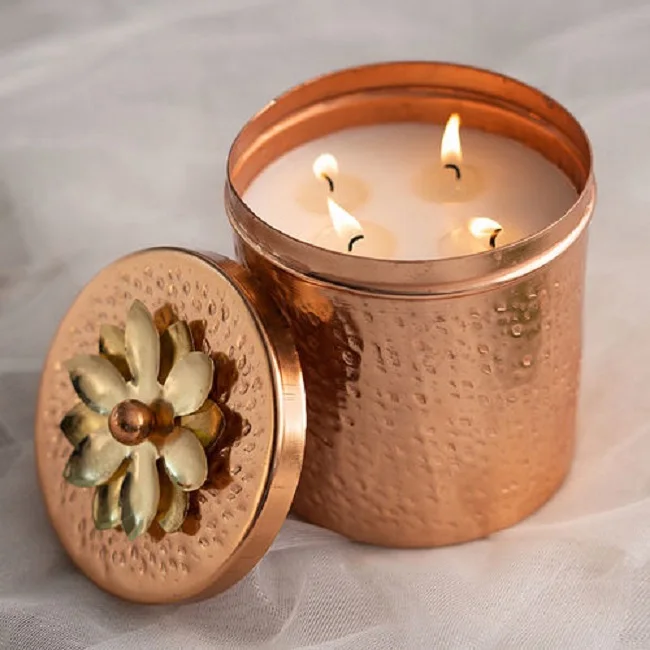 Unique Look Customized Design Candle In Metal Jar for Home and Wedding Decoration from India