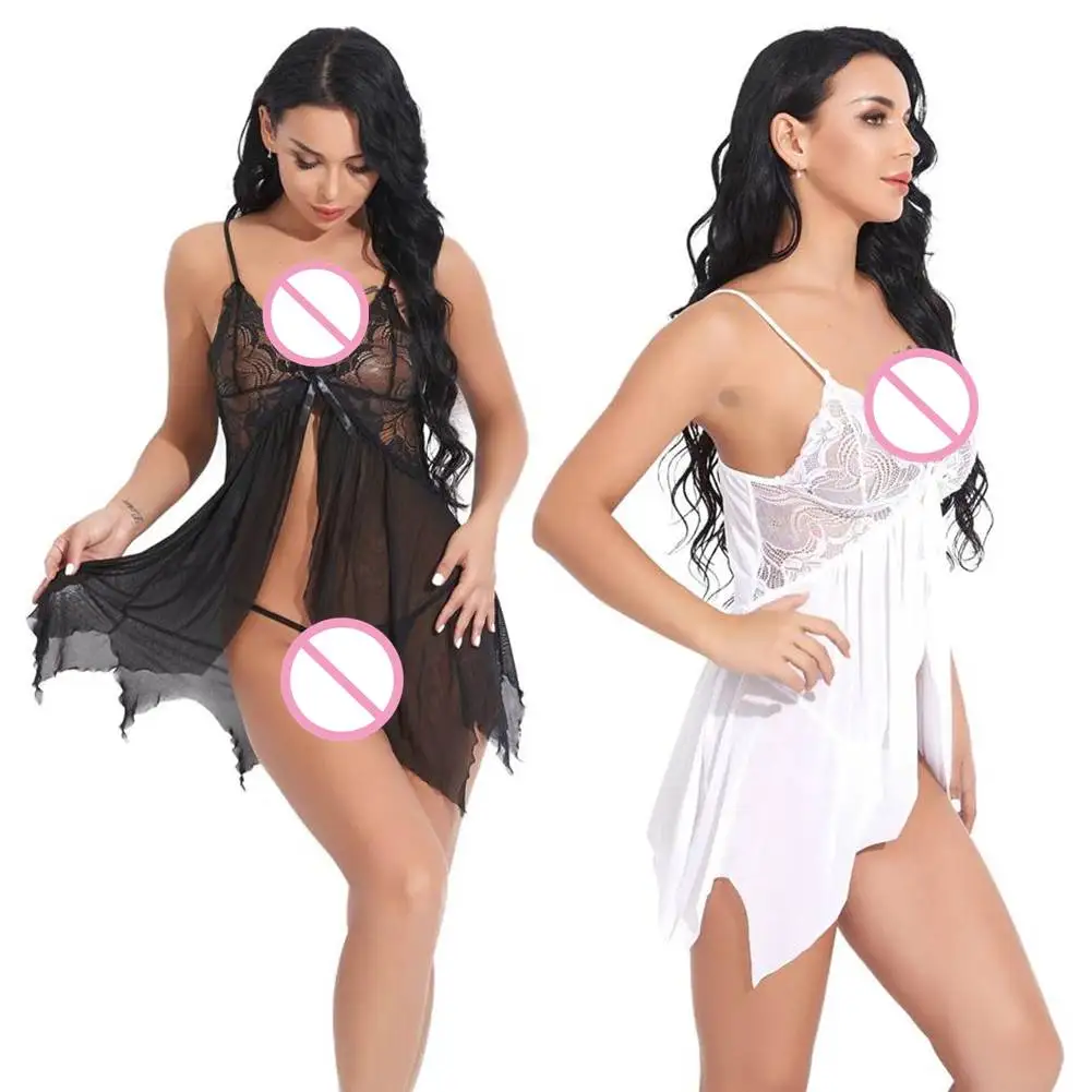 New Arrival Women Nightwear Net Mesh Front Open Out Ladies Transparent Sexy Lingerie Dress