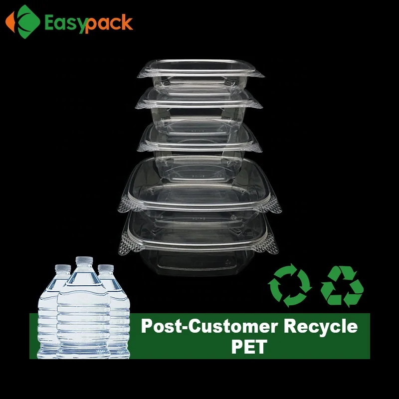 Food Grade RPET Plastic Vegetable Clamshell Packaging 16 oz