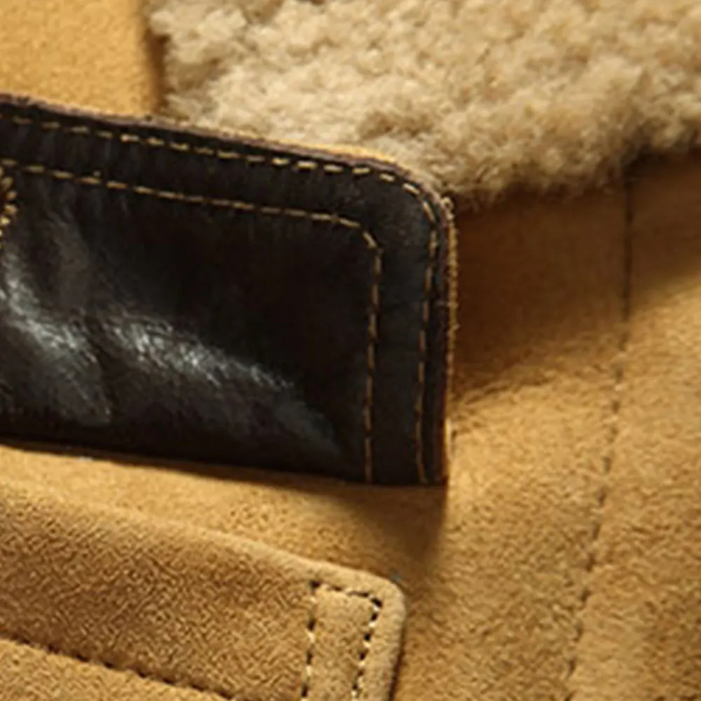  Мужская зимняя кожаная куртка-бомбер с меховым воротником/кожаная из натурального бежевого нубука/Новейшая стильная для мужчин