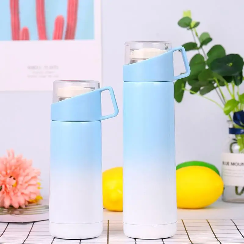 New Transparent Double Wall Stainless Steel Lid Water Insulated Thermos Bottle Vacuum Flask Logo