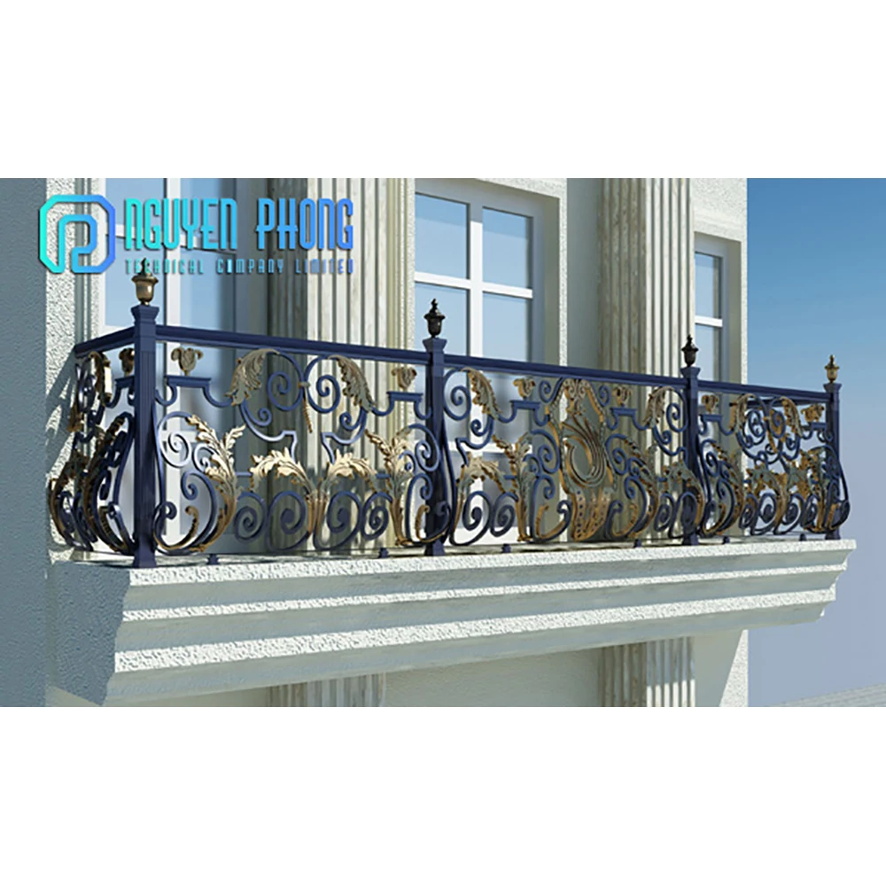 Original Manufacturer In Stock Outdoor White Wrought Iron Grill Balcony Handrail Railings Design