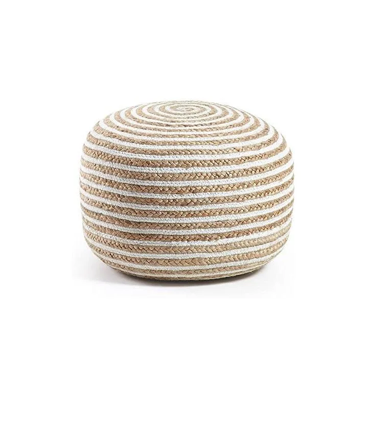 super luxurious handmade jute braided bohemian pouf foot stool for online sale custom handmade as per demand at cheap price rate