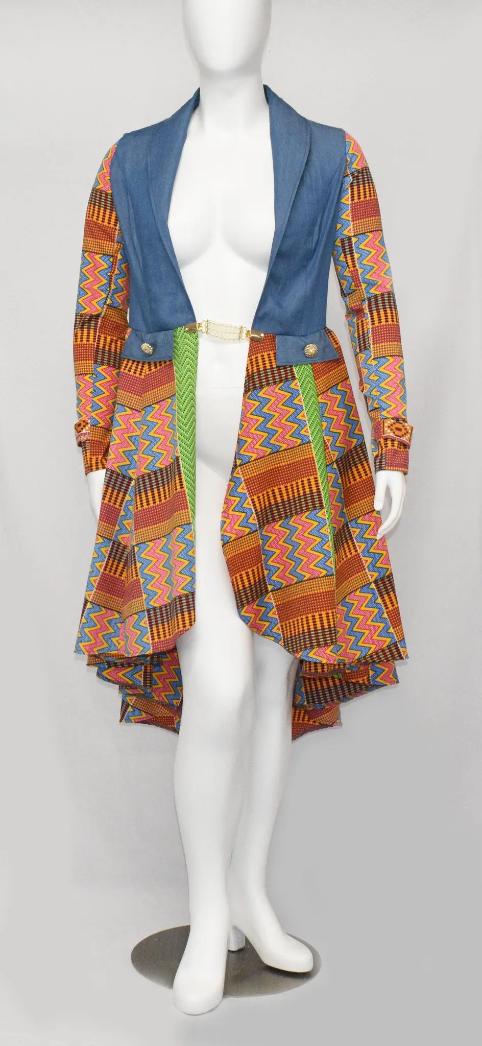 
Trendy African Denim Dutch Wax Printed Hollandaise Kente Fabric Suite All Sizes 