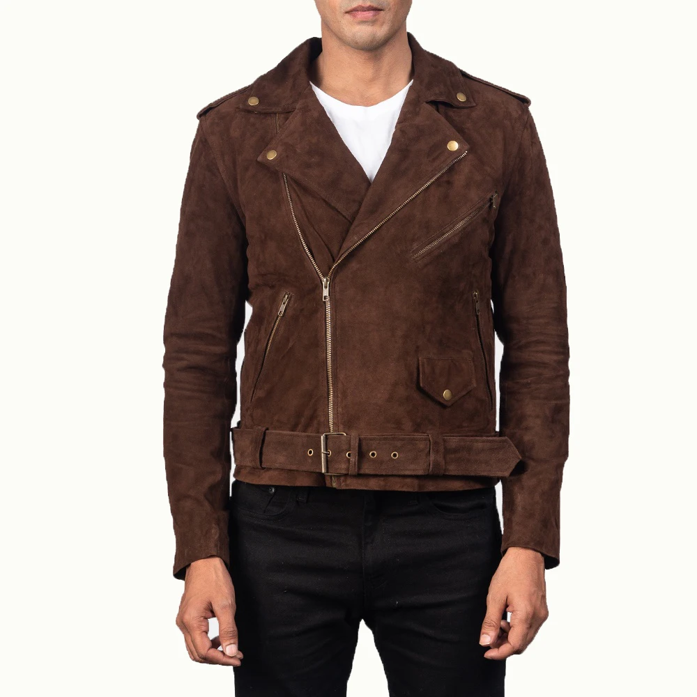MENS MOTORCYCLE SUEDE LEATHER BIKER JACKET MOTOR BIKE GENUINE REAL LEATHER CASUAL STREET WEARS JACKET RACER CAFE JACKET