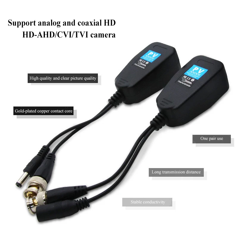 1 канал Пассивный Видео Мощность Балун HD TVI CVI AHD 8MP витой пары конвертер для 2MP 5MP CCTV камеры