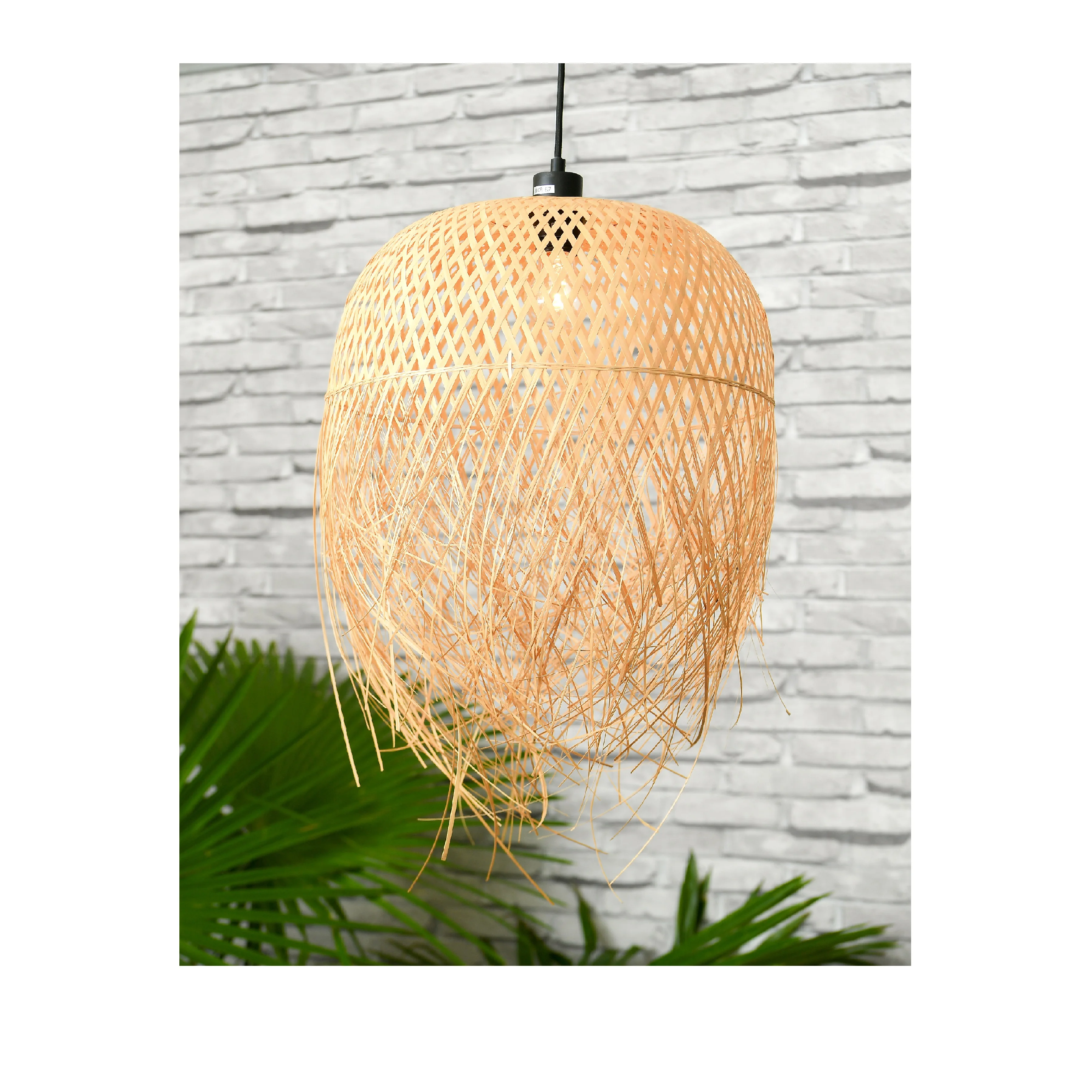 Best Price Celling One Layer Vintage Style Natural Bamboo Flat Circle Home Decoration Handicraft Lamp made in Vietnam for sale