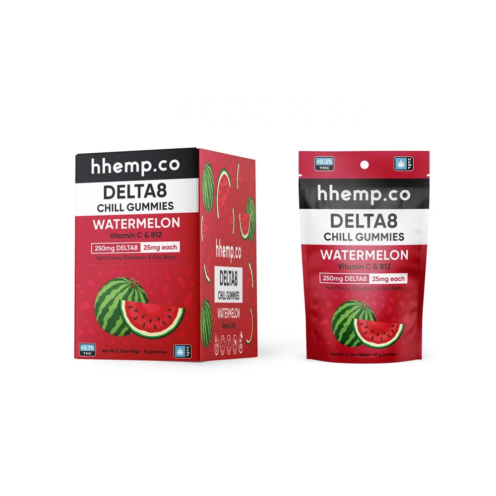 250mg Delta8 Chill Gummies Watermelon POS Box Premium Quality Hemp Flowers CBD Gummies