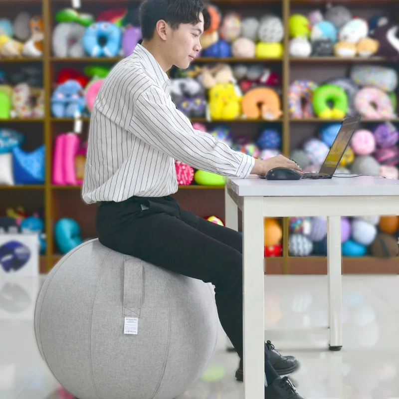 Anti-slip Yoga Ball Exercise Balance Birthing Ball with Handle & Cover for Home Office Pilates Yoga Stability Fitness Balls