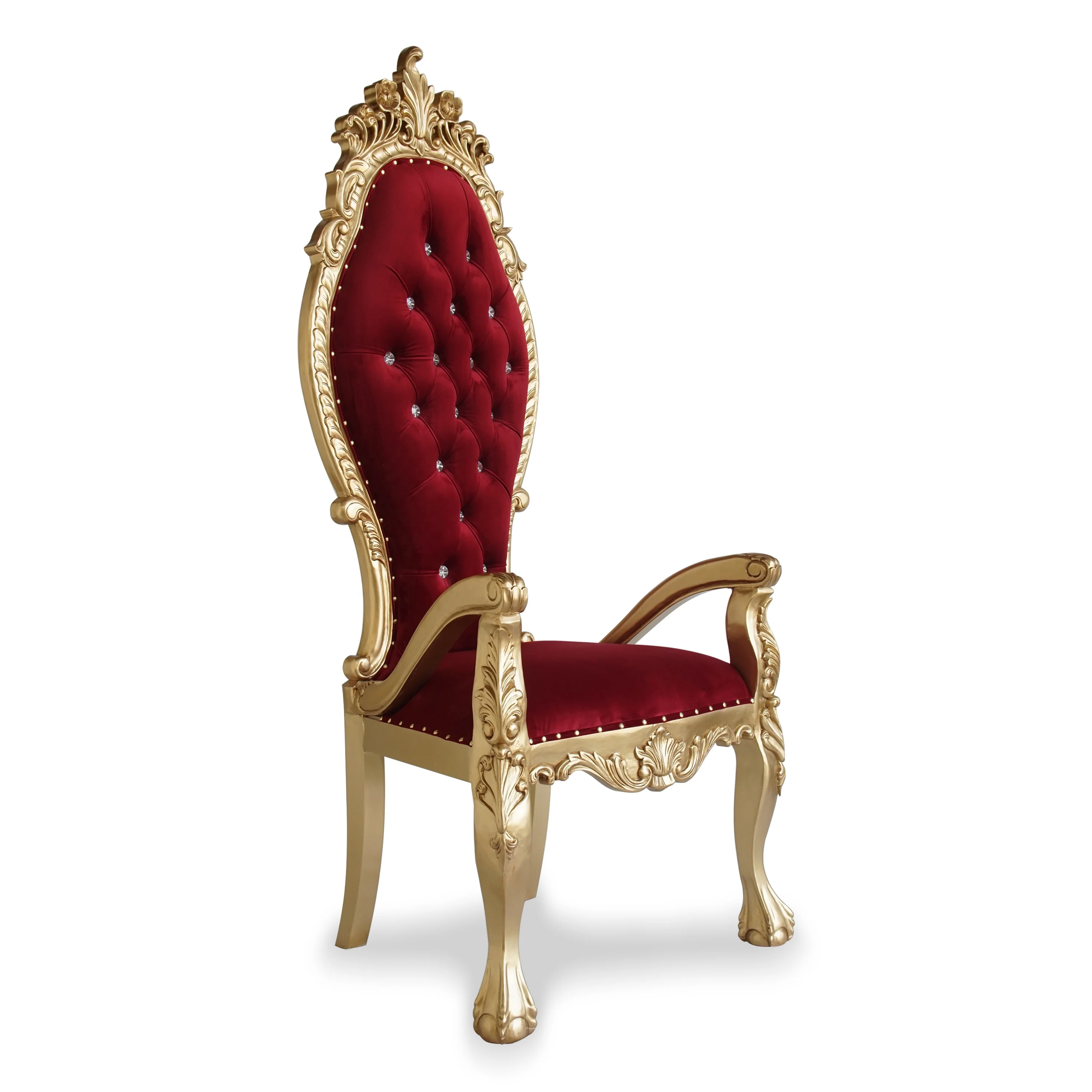 Luxury Red Velvet High Back Throne Chair for Wedding Banquet for Sale in Indonesia for Hotel Event Furniture