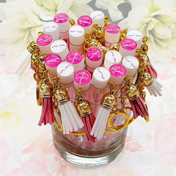 Hot sale pink white black lash brush tube jem spoolie in tube eyelash brush keychain