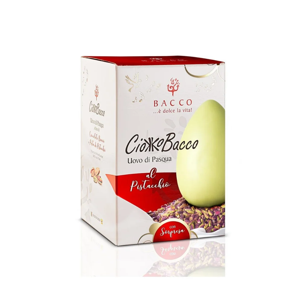 New- Pure Pistachio Paste White Chocolate Egg in an Elegant and Evocative Box with Attractive Surprise