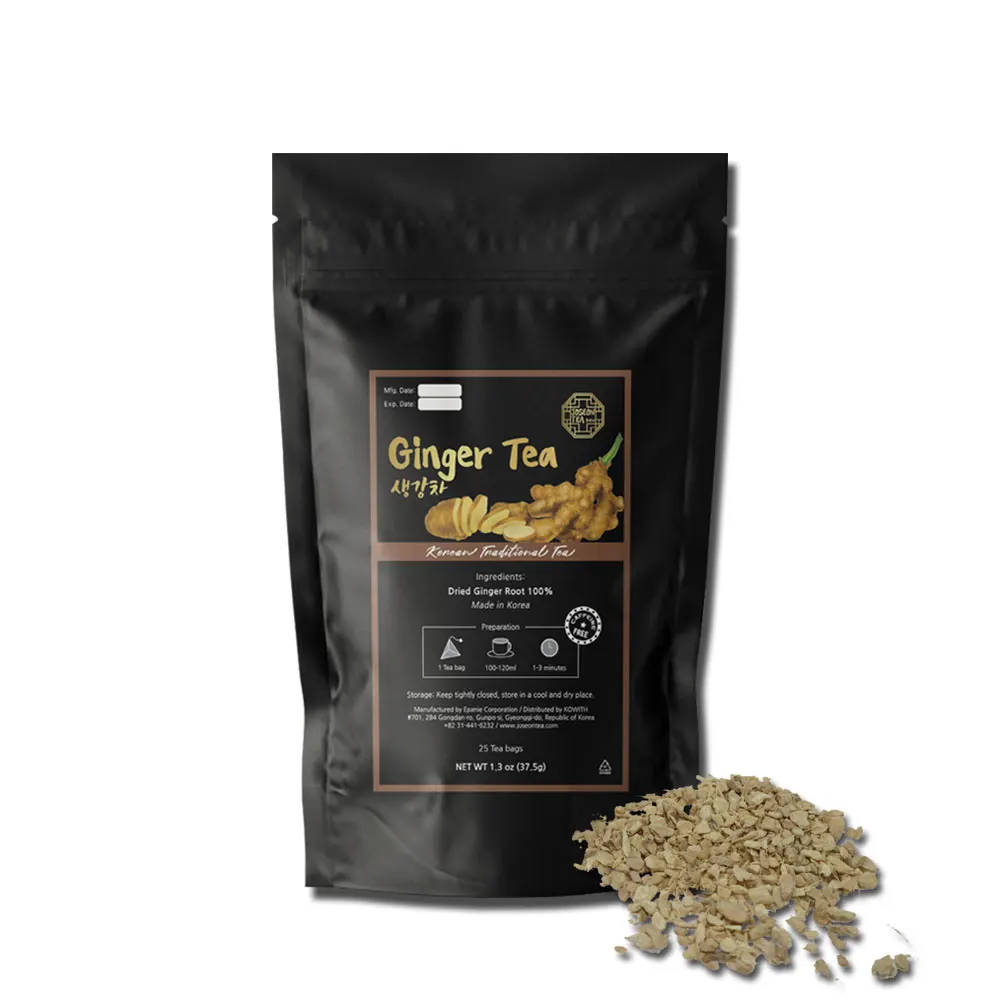 Имбирный чай премиум-класса, высококачественные треугольные нейлоновые чайные пакетики в форме пирамиды оптом, экологически чистая упаковка, фирменная торговая марка OEM, Сделано в Корее