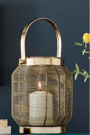 Lanterns Hanging Table Centerpiece With Handle  Finishing Shiny Gold and Rose gold Plating With  Glass  Handicraft From India