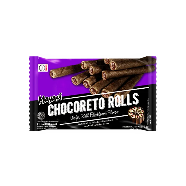 Лидер продаж, снэк-вафли Mayasi Chocoreto в рулонах, 34 г, вкус черного леса