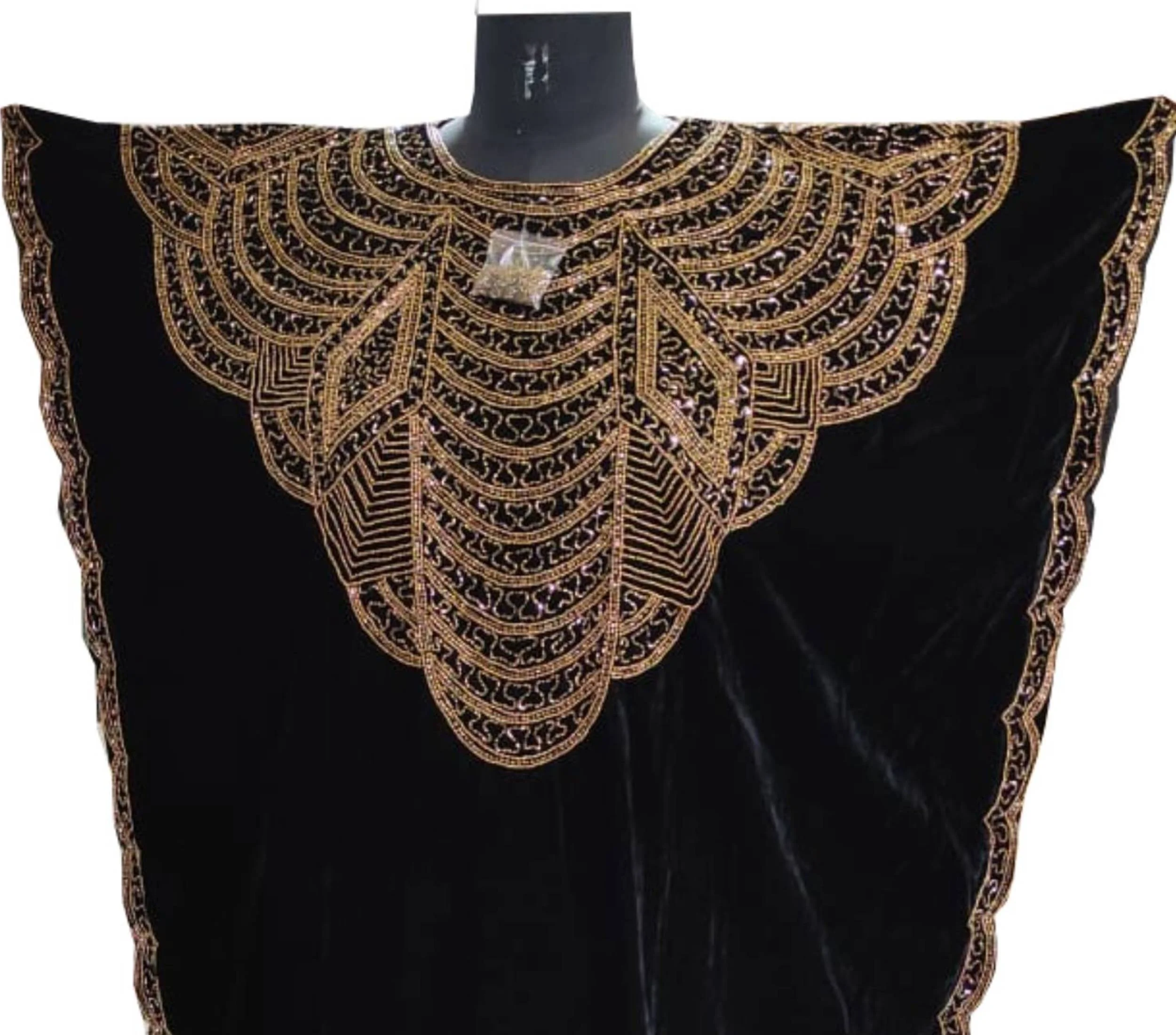 Лидер продаж стильное качественное Черное вечернее бархатное платье-Кафтан в стиле Дубая с вышивкой вручную