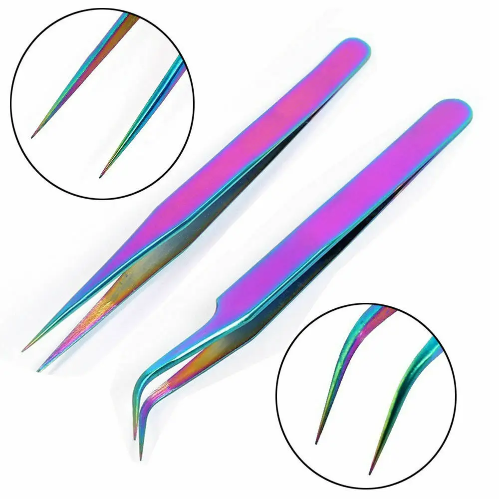 Professional False Eyelashes Tweezers Stainless steel Applicator False Eyelashes Private Label Eyebrow Extension