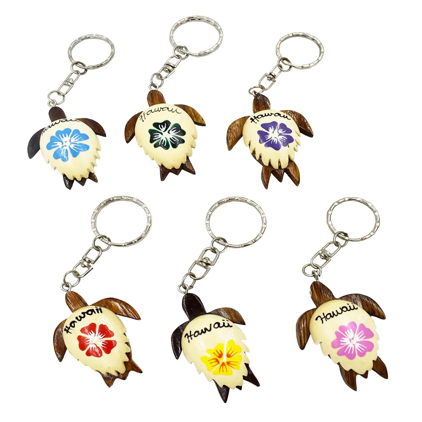 Hot Sale Souvenir Gift Key Ring Customized Logo Turtle Key Chain Hand Carved Wood Turtle Key Chain