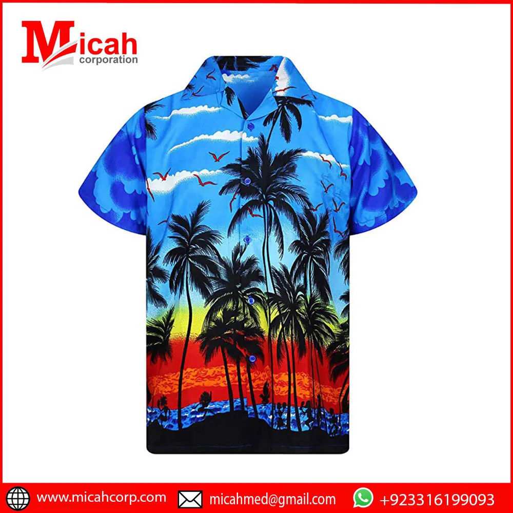 Half White  New Arrival Hawaiian Shirt Customized Style Printed Beach Shirts In Half Sleeves Hawaiian Shirt
