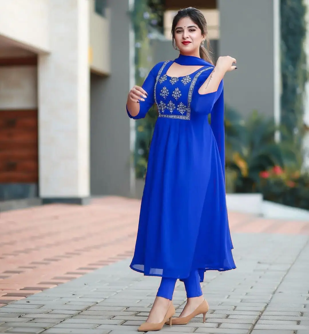 kurtis ladies Georgotte women anarkali latest fashion design ready wear low price Bottom with dupatta indian dress wholesale