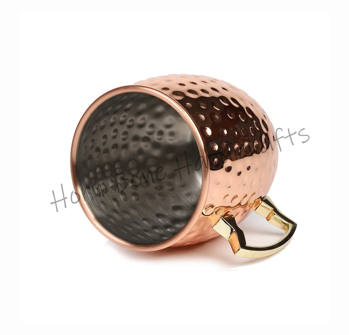 Hot Selling Moscow Mule Hammered Copper Mugs 100% Copper Mug Vintage Copper Beer Barware Gift Set Mug with Handle