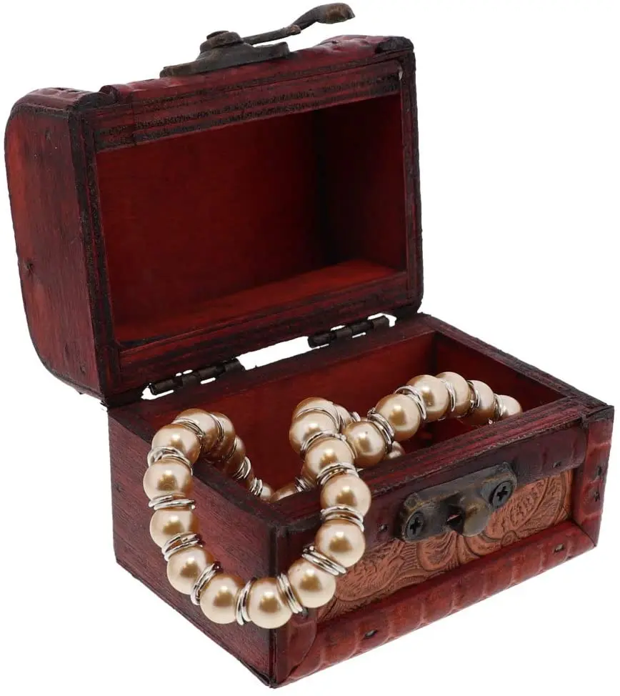 Wholesale Treasure Chest Box Mini Treasure Box Wood Pirate Treasure Box Vintage Wooden Jewellery Case