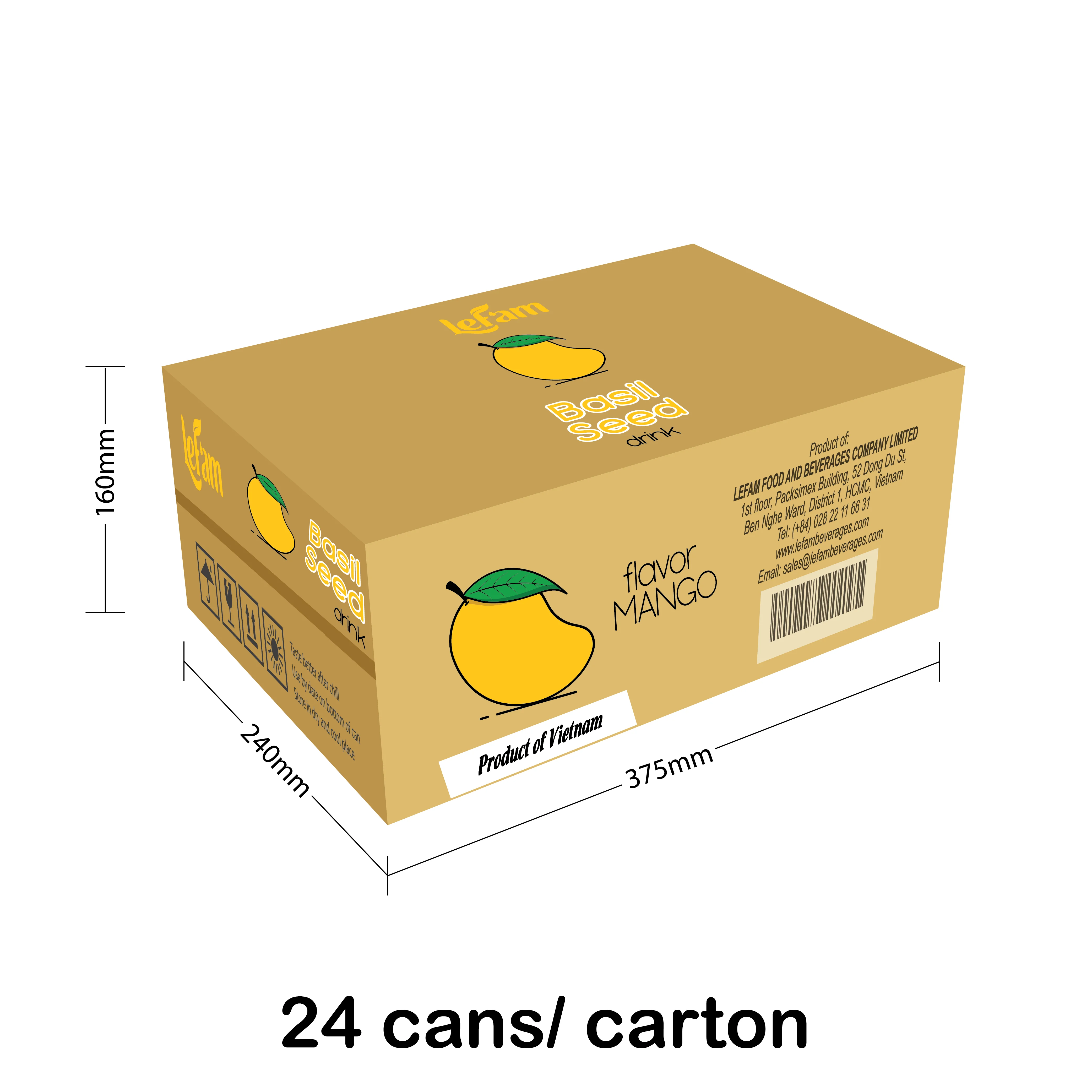 Low Carb Slim Can 330ml Lychee Flavor Basil Seed Drink Tinned Juice OEM Beverage  LEFAM Private Brand Bulk