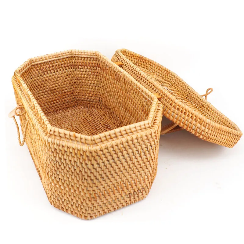 Unique rectangle hot sale rattan bag indonesia sustainable rattan woven box handbags with handle