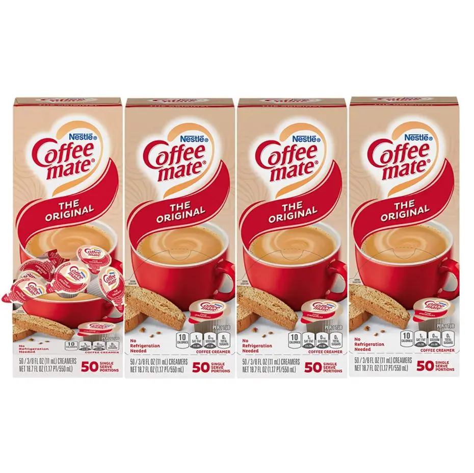 Сливочный крем для кофе Оригинальный жидкий сливатель одиночный не молочный без холодильного ящика 50 синглов (упаковка из 4 штук)