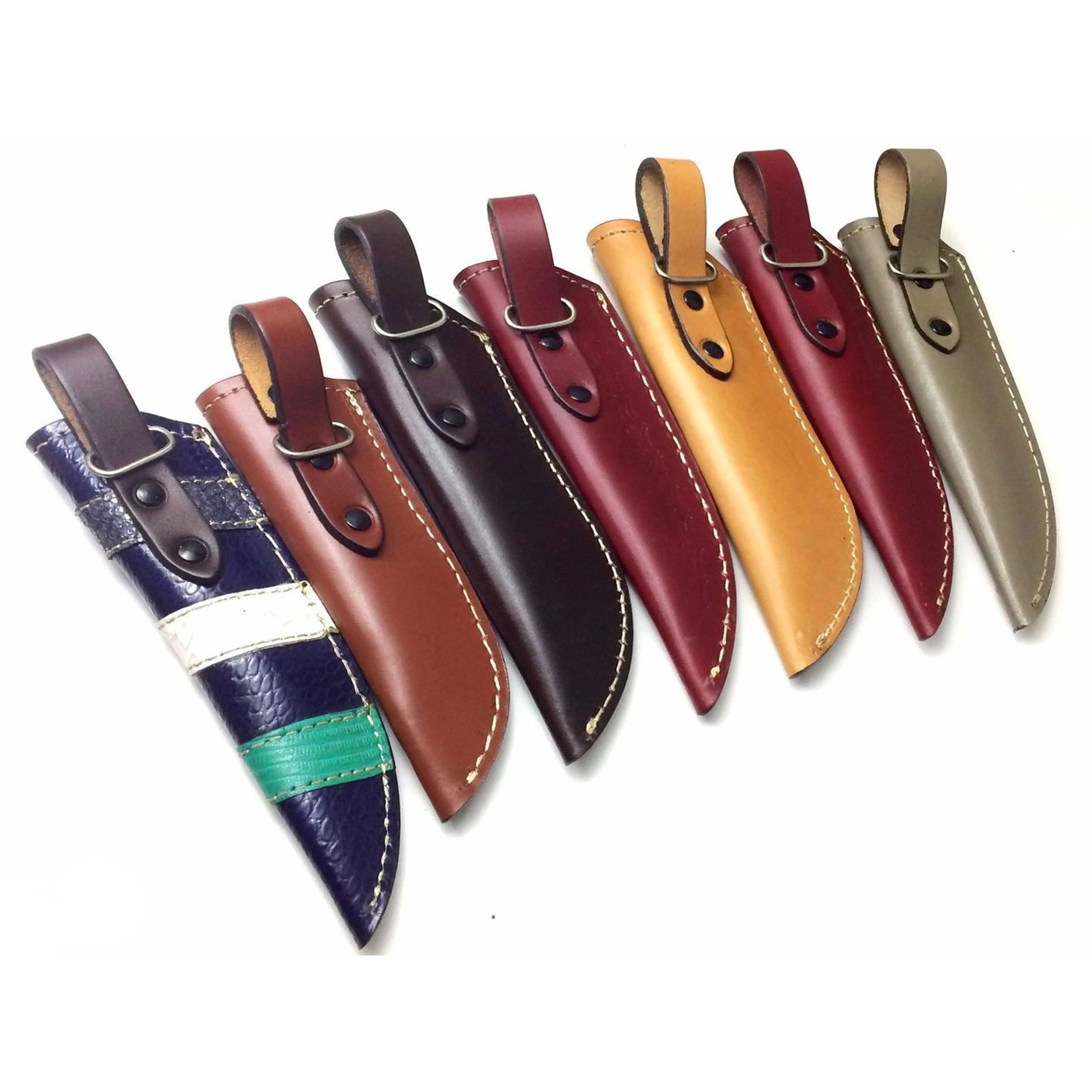 7 PCS OEM Product 2021 Hot Selling  Rich Grain Skin Inlay Leather Sheath for fixed Blade Knives