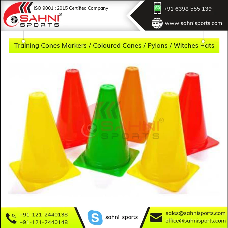 Premium Quality Durable Soccer Training Cones Markers / Colored Cones / Pylons / Witches Hats