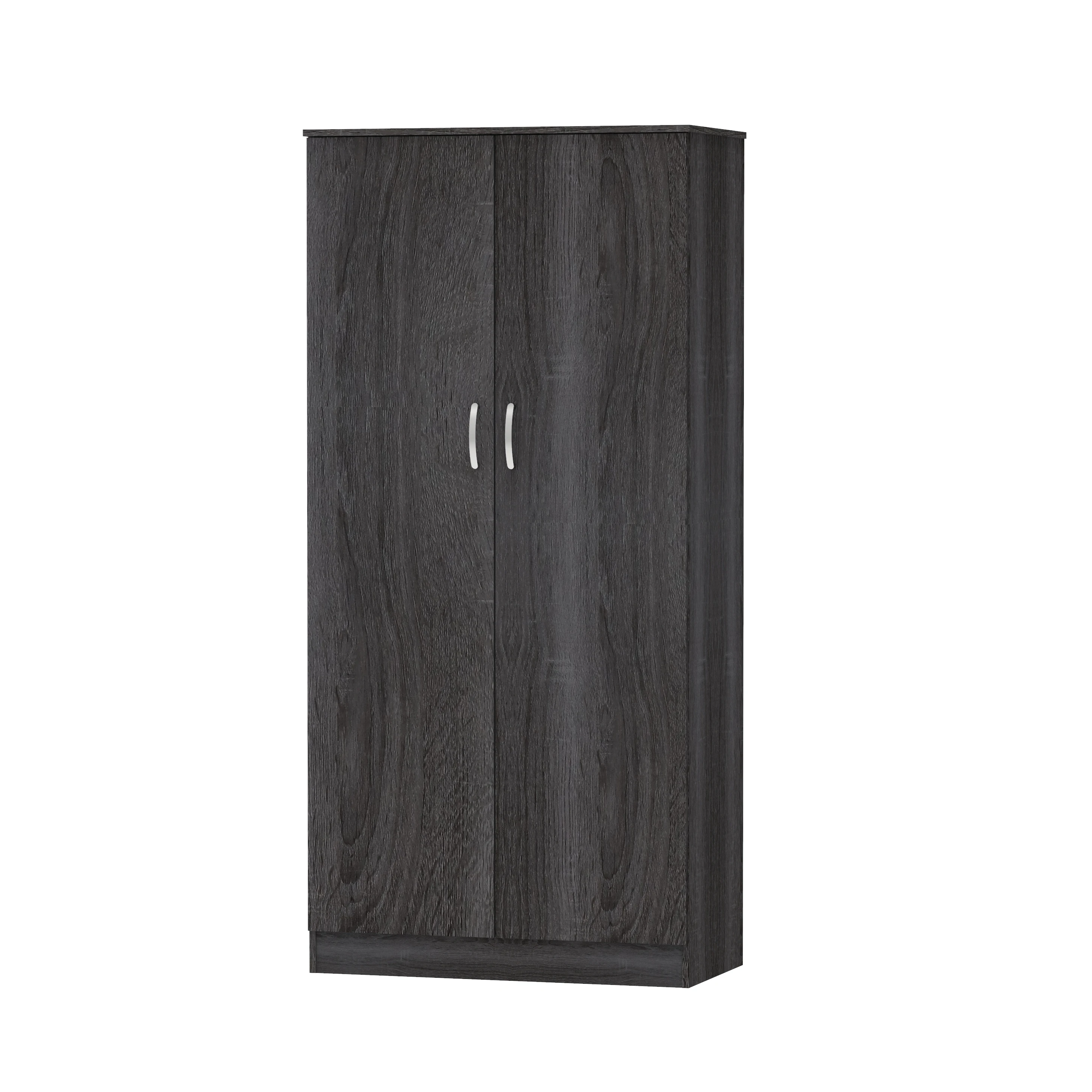 2 Shelves Wood Clothes 2 Door Wardrobe Bedroom Furniture Set Cabinet Customized OEM Made in Malaysia 1291