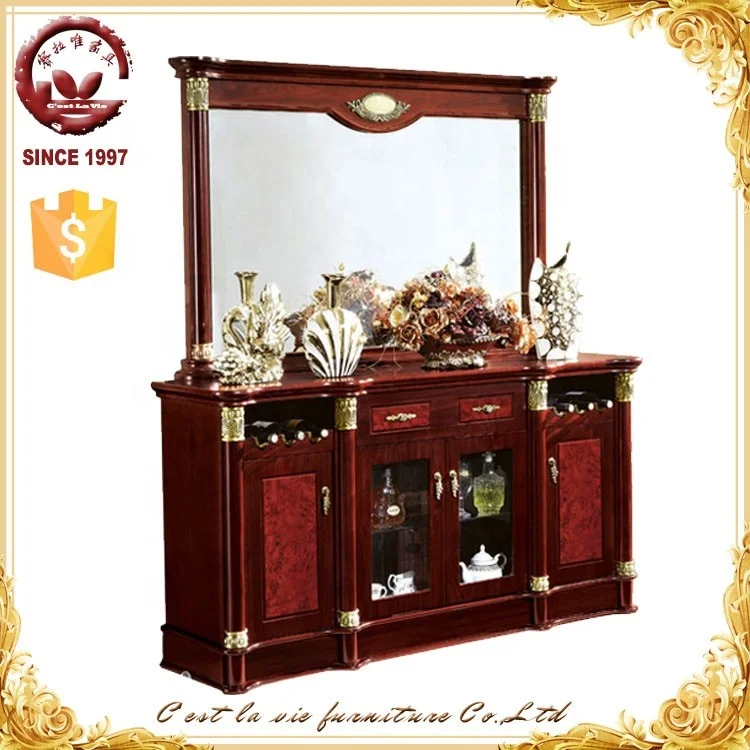  Factory Direct Dining Room Furniture Mirror Buffet Cabinet Sideboard Wooden with Marble