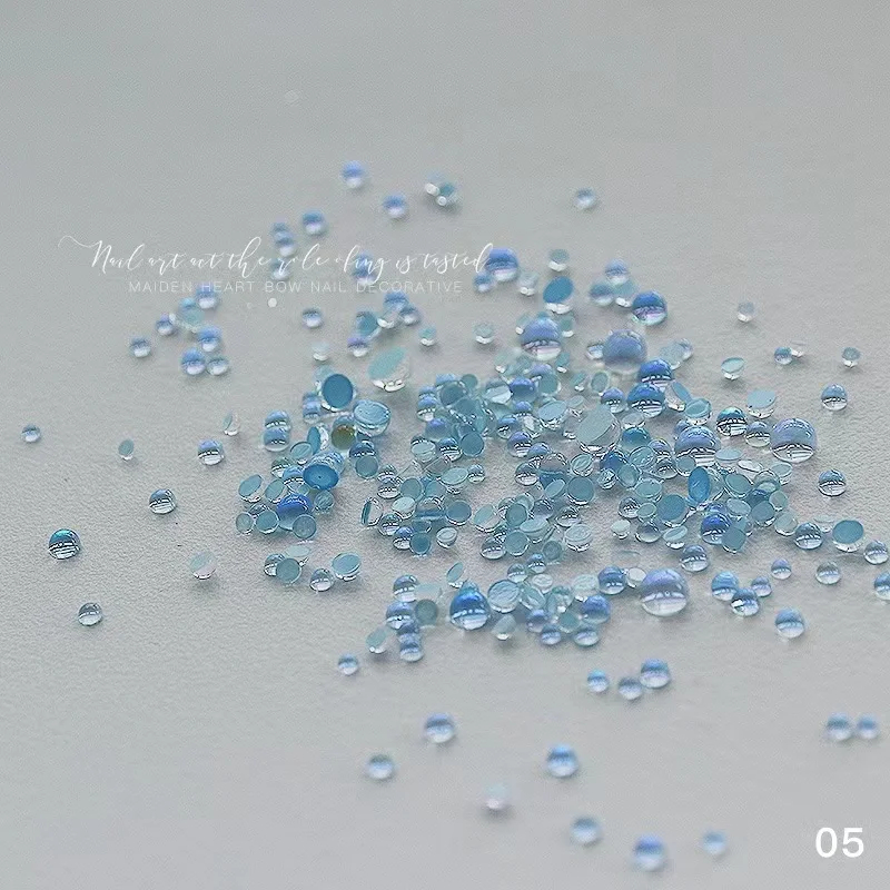 1400 pcs  half flat beadsresin stone glass, nail stone  3D mermaid beads  for nail decoration