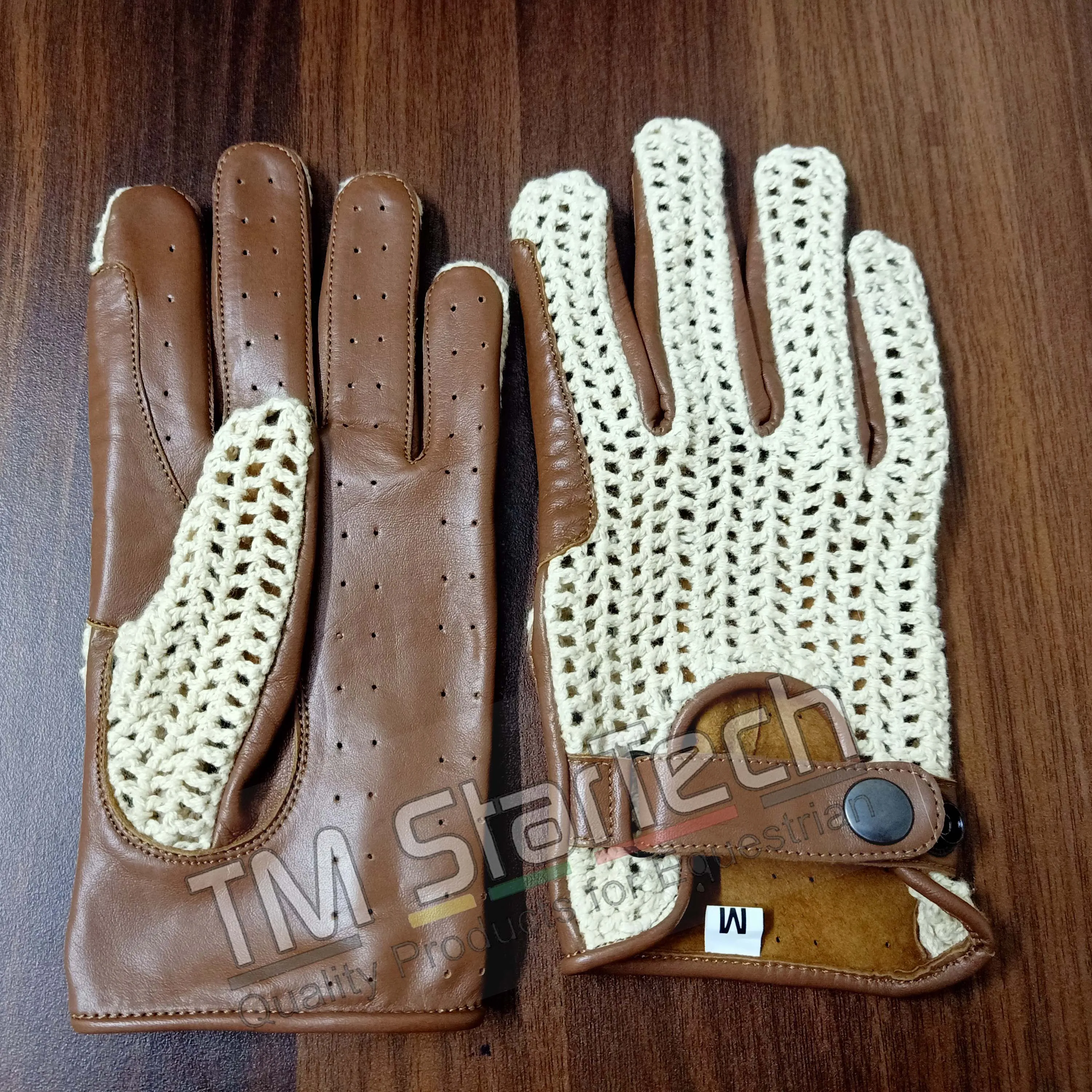 Horse Riding Gloves Back Knitted Mesh, Palm Sheep Leather