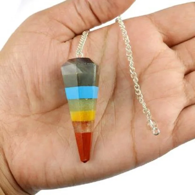 Wholesale Seven Chakra Cone Pendulums Chakra Stone Pendulum  Gemstone Chakra Pendulum For Healing Energy & Spiritual use