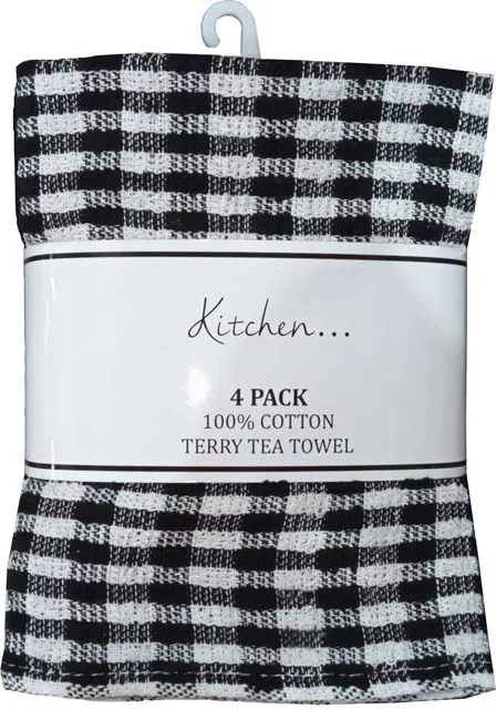
100% Cotton Terry Mono Check Tea Towel Super Absorbent 