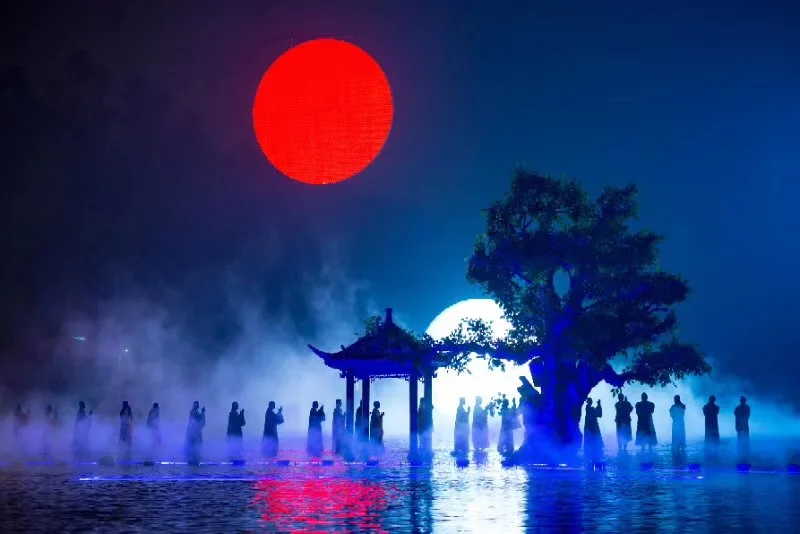 В ночное время Тур воды для музыкальных поющих фонтанов шоу с лазеры луч света актеры изумительные водные выступлений в помещении и на открытом воздухе